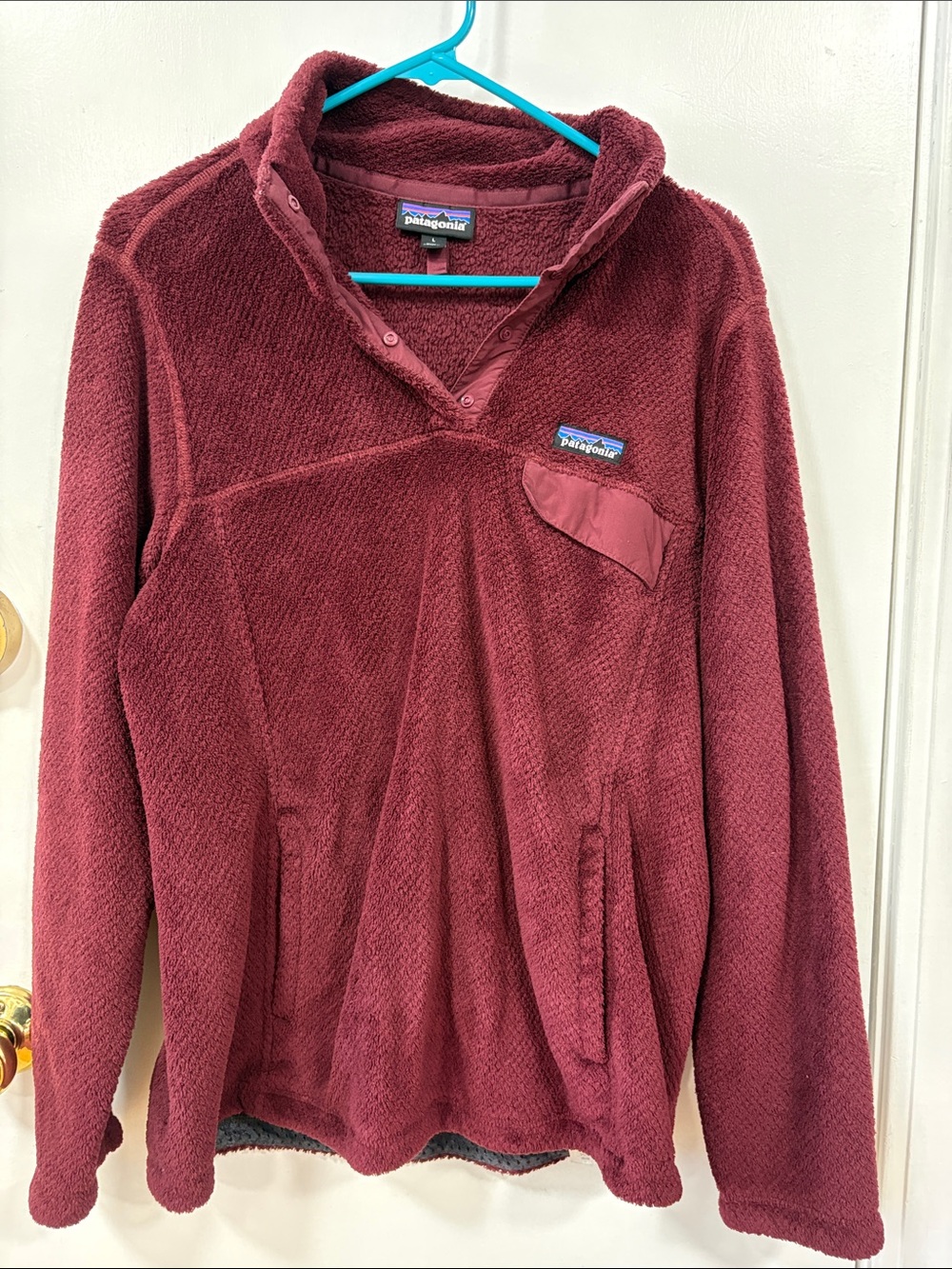 Patagonia Burgundy Fleece Pullover with Snap Neck
